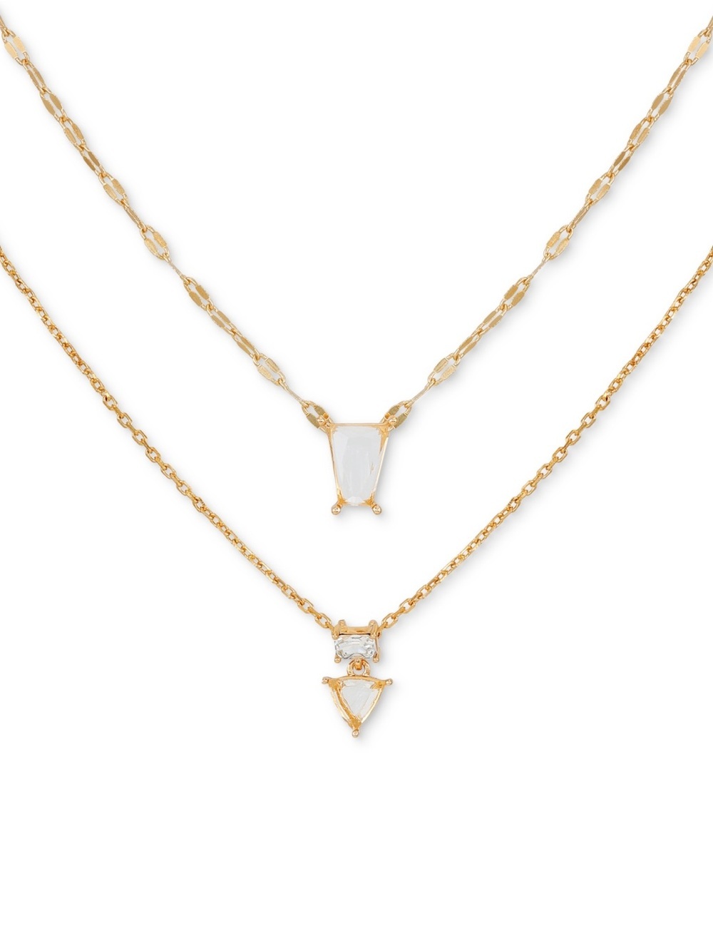 Guess Gold-Tone Mixed Crystal Layered Pendant Necklace, 18" + 2" Extender